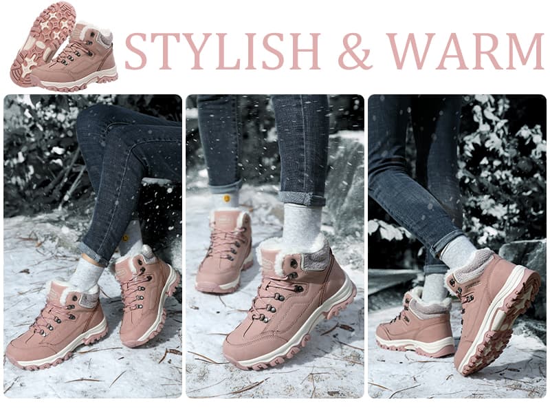 TARELO SINCE 1986 TARELO Womens Hiking Boots Fur Lined Snow Shoes Winter Warm Ankle Booties Lady Non Slip Walking Fashion Boot