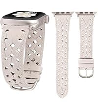 Wearlizer Leather Band Compatible with Apple Watch Bands Women 42/46/38/40/41/44/45/49mm, Dressy Fancy Designer Pretty Heart Charms Studded Strap for iWatch Series 11 10 9 8 7 6 5 4 SE/Ultra 3 2 1