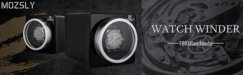 MOZSLY Watch Winder for Single Automatic Watches with Quiet Motor 12 Rotation Mode Setting Leather