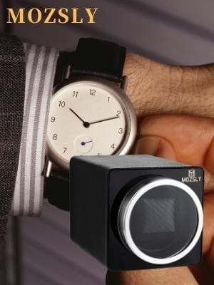 MOZSLY Watch Winder for Single Automatic Watches with Quiet Motor 12 Rotation Mode Setting Leather