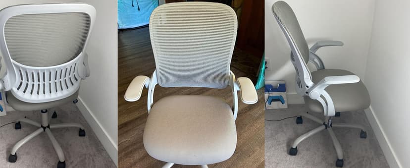 Sweetcrispy Home Office Computer Desk Chair, Ergonomic Mid-Back Mesh Rolling Work Swivel Task Chairs with Wheels, Comfortable Lumbar Support, Comfy Flip-up Arms for Bedroom, Study, Student, Pink