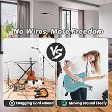 A8 Wireless Guitar Transmitter Receiver System, 2.4GHz Rechargeable, 24-bit/48KHz Audio, Low Latency <4ms for Electric Guitar & Bass, Wireless Audio Transmitter & Receiver (A8(1TX+1RX))