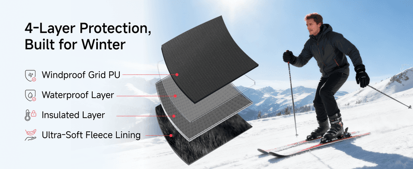 TRENDOUX 100% Waterproof Windproof Gloves: 3M Touchscreen Ski Snow Winter Gloves for Men Women Cold Weather, Thermal Warm Lined for Snowboarding Skiing Driving Running Cycling Texting Typing Biking