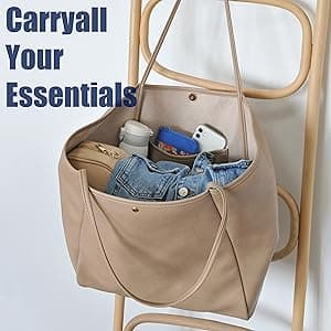 HOXIS Oversize Pu Leather Tote Women Weekender Bag Shopper Handbag Travel Purse