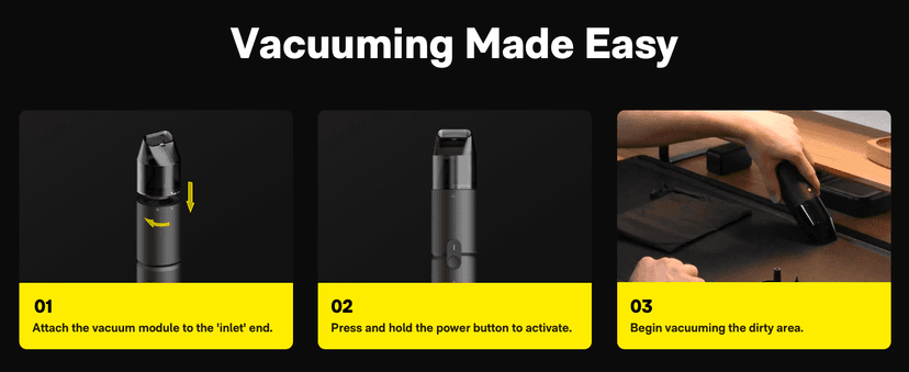 HOTO Handheld Vacuum Cleaner Cordless, Desk Vacuum Cleaner Compressed Electric Air Duster 15000Pa Suction, 4-in-1 Portable Vortex Vacuum Dust Buster Air Blower for Computer, Keyboard