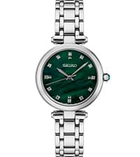 SEIKO Watch for Women - Diamond Collection - with 18 Diamond Accents, Solar Power, Mother-of-Pearl Dial, Two-Tone Rose Gold Stainless Steel Case & Bracelet, and Water-Resistant to 50m