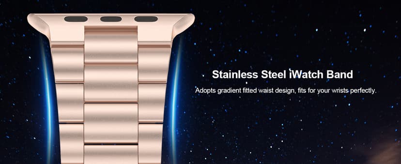 iiteeology Lightweight Stainless Steel Band Designed for Apple Watch Series 1-11, 42mm, 41mm, 40mm, 38mm, SE2&SE3, Replacement iWatch Bands for Women, Rose Gold