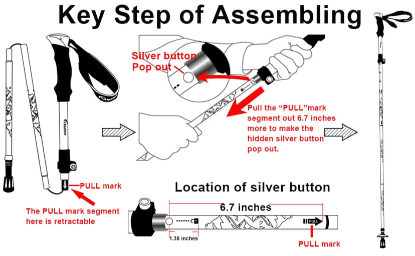 A ALAFEN Aluminum Collapsible Ultralight Travel Trekking Hiking Pole for Men and Women (Fits 5'3" - 6'2")