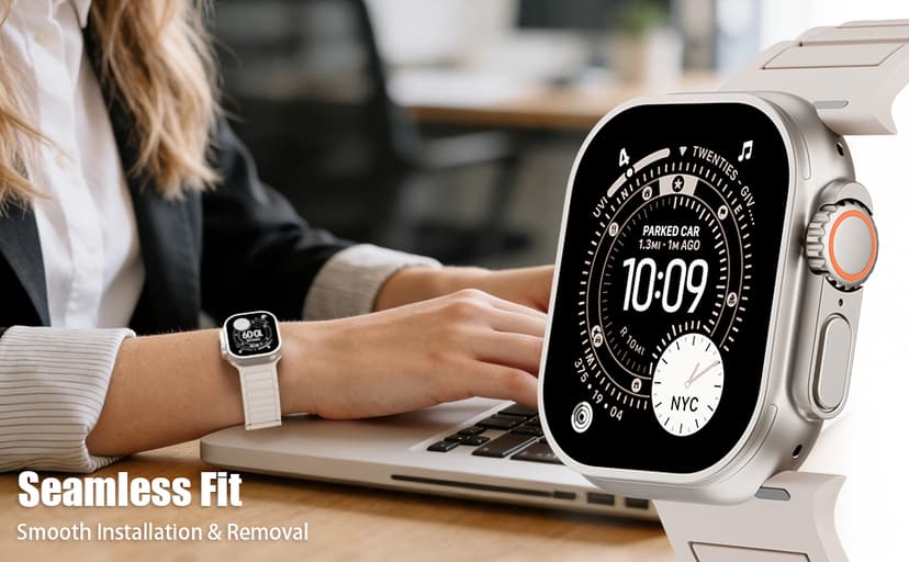 Magnetic Silicone Band Compatible with Apple Watch Bands 49mm 46mm 45mm 44mm 42mm 41mm 40mm 38mm Men Women, Soft Sport Strap Strong Magnet Watchband for iWatch Ultra 3-1 SE Series 11/10/9/8/7/6/5/4/3