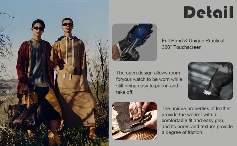 TOSWAKE Leather Gloves for Men 2 Pack, Winter Gloves PU Warm Thermal Wool Lined, Mens Gloves Touchscreen Texting for Driving