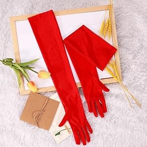 Lansian Long Opera Party Gloves for Women 1920s 20s Satin Gloves Costumes Elbow Length Bridal Evening Dress, 21 inches