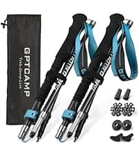 GPTCAMP Walking Sticks,Trekking Poles Collapsible Hiking Poles,Lightweight Folding Travel Walking Pole for Men Women,2pc Adjustable Hiking Stick with EVA Foam Grips for Backpacking