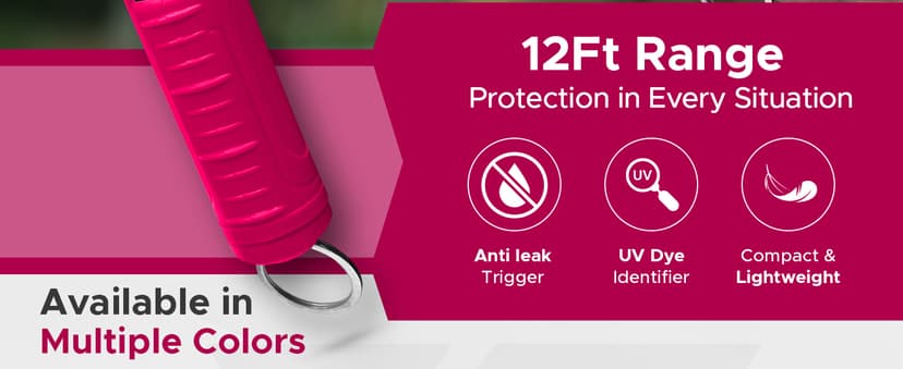 FURY Hardshell Pepper Spray - 12Ft Range, Max Strength, UV Dye Identifier, Anti-Leak & Anti-Misfire, Slidetop Trigger, Belt Clip & Key Ring, Multiple Color Options, Self-Defense Spray