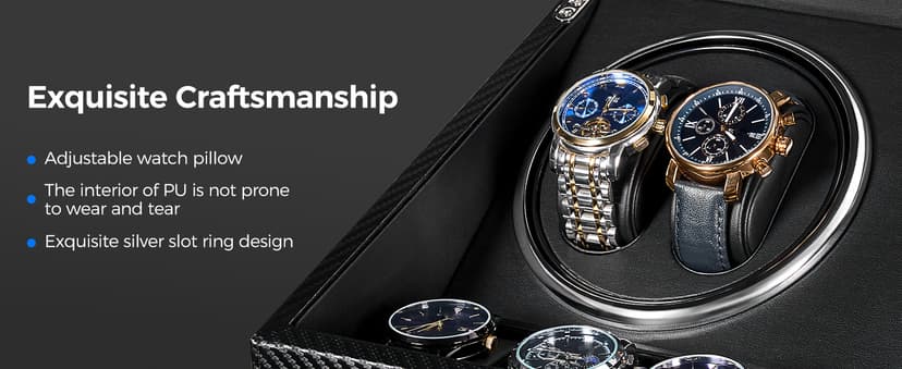 ANWBROAD ANWBROAD Watch Winders for Automatic Watches, Automatic Watch Winder with 4 Watch Rotator and 6 Extra Storages, 4 Watch Winder with Japanese Quiet Motor, Carbon Fiber Watch Winder,UJWW012C