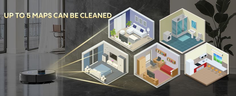 Bagotte Robot Vacuum and Mop, Robot Vacuum Self Emptying, 5000Pa Powerful Suction, 90-Day Hands-Free, Advanced Smart Mapping, LiDAR Navigation Robotic Vacuum for Pet Hair, Dust, Carpet, WiFi/App/Alexa