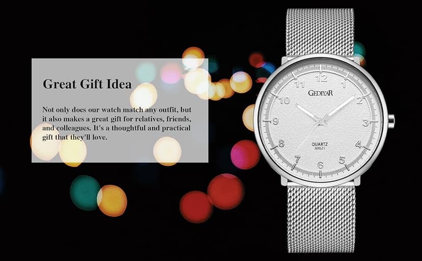 GEDIYAR Mens Minimalist Watches with Slim Case Ultra Thin Waterproof Fashion Sports Analog Quartz Simple Wrist Watch for Men