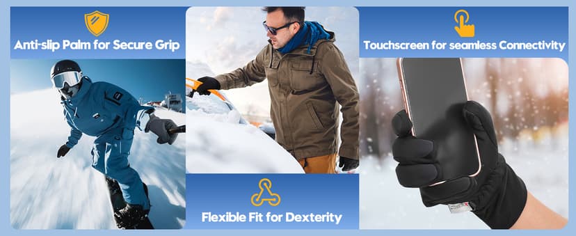 Bruvoalon Winter Gloves for Women & Men, 3M Thermal Insulation, Lycra Fabric, Touchscreen, Anti-Slip