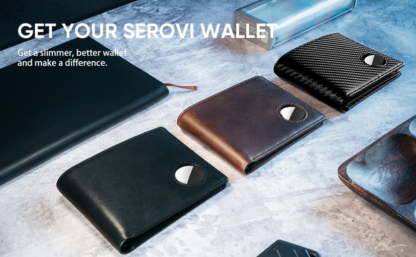 Serovi AirTag Wallet for Men Genuine Leather Bifold Wallet with AirTag Holder RFID Blocking Wallet With 2 ID Window and 12 Cards Holders Gift Box (Airtag Not included)