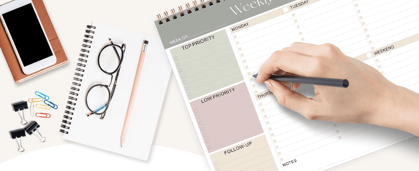 Weekly To Do List Notepad, Undated Planner with 52 Sheets (8.5''x11''), Desk Weekly Planner for Women & Man, Home School & Work