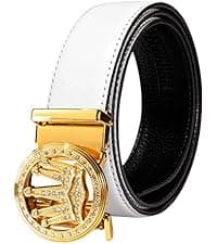 Dubulle Designer Mens Belts, Sliding Automatic Buckle Ratchet Dress Belt TOP Genuine Leather Strap Gifts