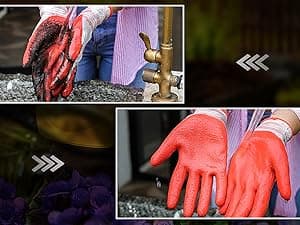 COOLJOB 6 Pairs Gardening Gloves for Women Ladies, Breathable Rubber Coated for Yard Garden, Outdoor Indoor Protective Work with Grip, Medium Size, Red & Green