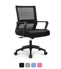 NEO CHAIR Office Desk Computer Chair Ergonomic Mesh Gaming Mid Back Seat with Comfy Lumbar Support Adjustable Height Swivel for Home Task (Black)