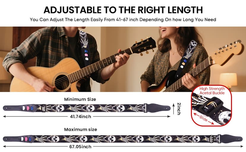 AARVI Guitar Strap Set for Bass/Electric/Acoustic Guitars Durable Multi-Purpose Music Accessory