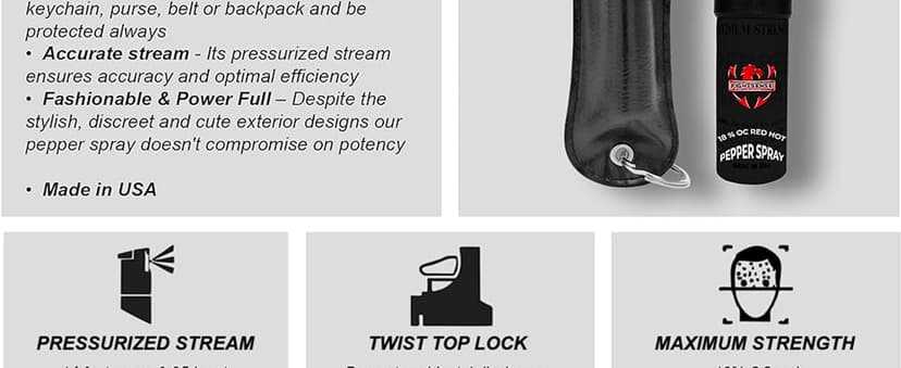 FIGHTSENSE Self Defense Pepper Spray - 1/2 oz Compact Size Maximum Strength Police Grade Formula Best Self Defense Tool for Women W/Leather Pouch Keychain