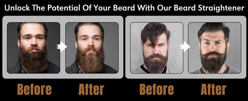 Beard Straightener w/Beard Oil & Balm & Guide E-Book,Upgraded 3 in 1 Hair Straightener Brush Beard Straightening Comb,Unique Stocking Stuffers Gifts for Men Him Dad Husband Birthday Christmas Gifts