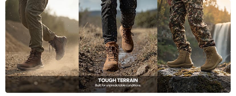 NORTIV 8 Men's Tactical Hiking Lightweight Cushion Sole for Work All Day Side Zipper Motorcycle Combat Military Boot Arch Support 8 Inches Terrascope