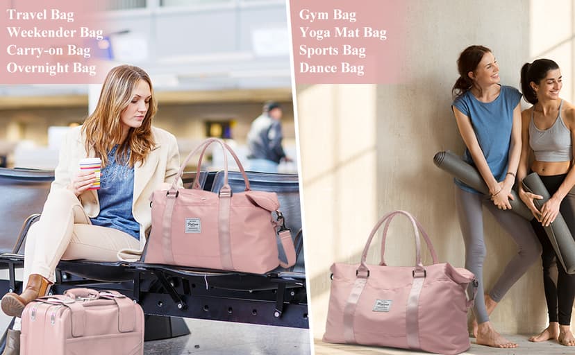 HYC00 Travel Duffel Bag,Carry-on Overnight Weekender Bags for Women,Sports Tote Gym Bag with Wet Pocket