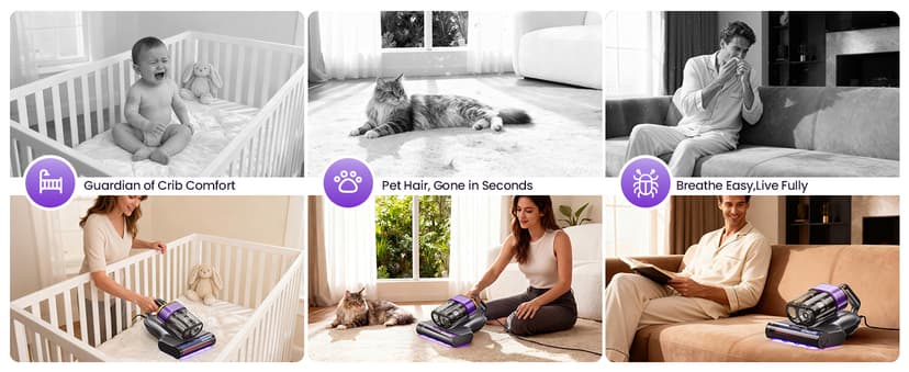 IRONSPIRE Bed Vacuum Cleaner, Mattress Vacuum with 2 Roller Brushes 253.7nm UV-C Light & Ultrasonic,145°F Heat, HEPA Filter, 18kPa Suction 650W Powerful Handheld Vacuums for Dust & Pet Hair(Corded)