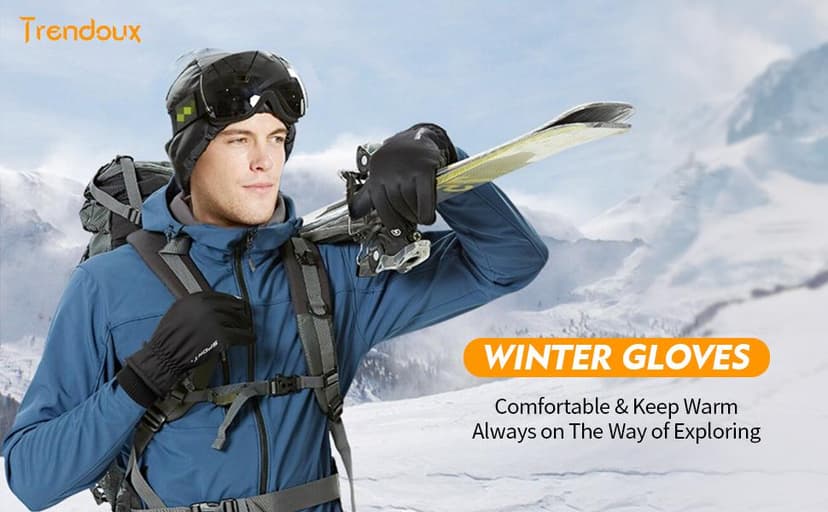 TRENDOUX Winter Gloves for Men Warm: 3M Thinsulate -20℉ Windproof Waterproof Ski Women Glove with Touchscreen Thermal Lining Anti-Slip for Work Cycling Motorcycle Snowboarding