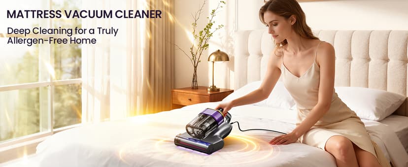 IRONSPIRE Bed Vacuum Cleaner, Mattress Vacuum with 2 Roller Brushes 253.7nm UV-C Light & Ultrasonic,145°F Heat, HEPA Filter, 18kPa Suction 650W Powerful Handheld Vacuums for Dust & Pet Hair(Corded)