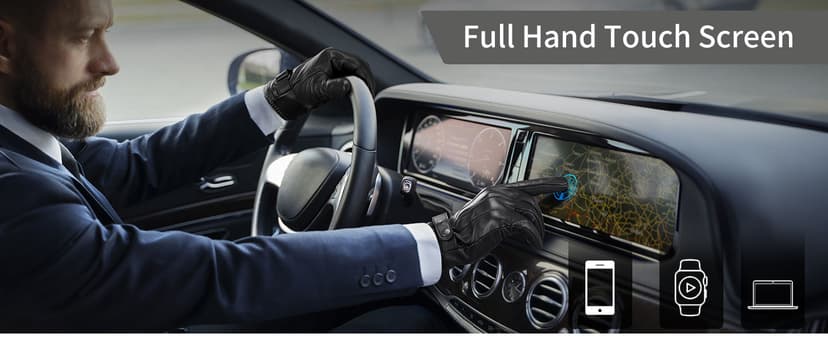 OZERO Mens Winter Gloves Nappa Leather Warm Wool Touchscreen Dress Glove - Thermal Gifts for Dad or Husband