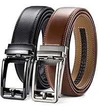 CHAOREN Leather Ratchet Belt Men 2 Pack - Customizable Fit, Effortless Style (35mm)