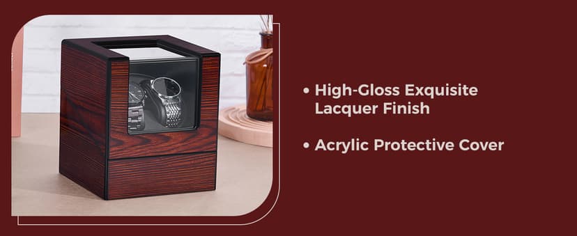 ANWBROAD ANWBROAD Watch Winder for Automatic Watches Double with Super Quiet Motor Flexible Watch Pillows LED Backlight Wooden 5 Modes Battery or Type-C Adapter UJWW001Y