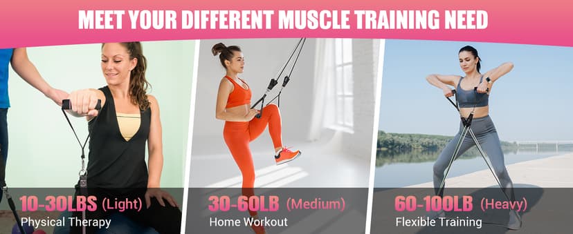 Resistance Bands with Handles for Women, 5 Level Exercise Bands Workout Bands for Physical Therapy, Yoga, Pilates, Door Anchor, Storage Pouch