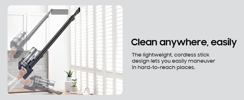 Samsung Jet 75 Pet Cordless Vacuum, Lightweight w/Turbo Action Brush, Pet Tool, Removable Battery, Powerful Cleaning for Hardwood Floors, Carpets, Area Rugs, VS20B75AGR5/AA, Silver