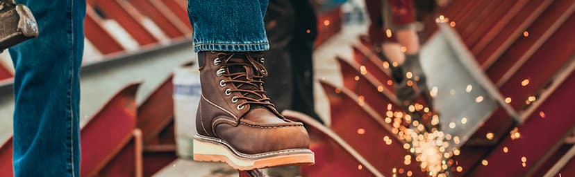 SUREWAY 6” Mens Heavy Duty Steel/Composite/Soft Toe Work Boots for Men,Comfortable & Durable,Goodyear Welt,Full Grain Leather,Oil/Slip Resistant,Wedge Moc Toe Industrial Construction Boots/Shoes