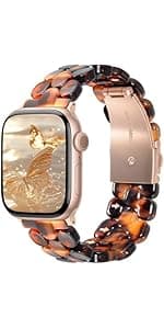 V-MORO Resin Band Compatible with Apple Watch Series 7/8/9/10/11 41/40/38/42mm, Women Fashion Strap for iWatch Series 6/5/4/3/2/1/SE, Lightweight Bracelet Wristband Replacement, Ivory White-Rose Gold