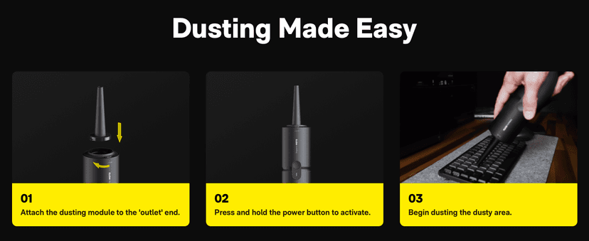 HOTO Handheld Vacuum Cleaner Cordless, Desk Vacuum Cleaner Compressed Electric Air Duster 15000Pa Suction, 4-in-1 Portable Vortex Vacuum Dust Buster Air Blower for Computer, Keyboard