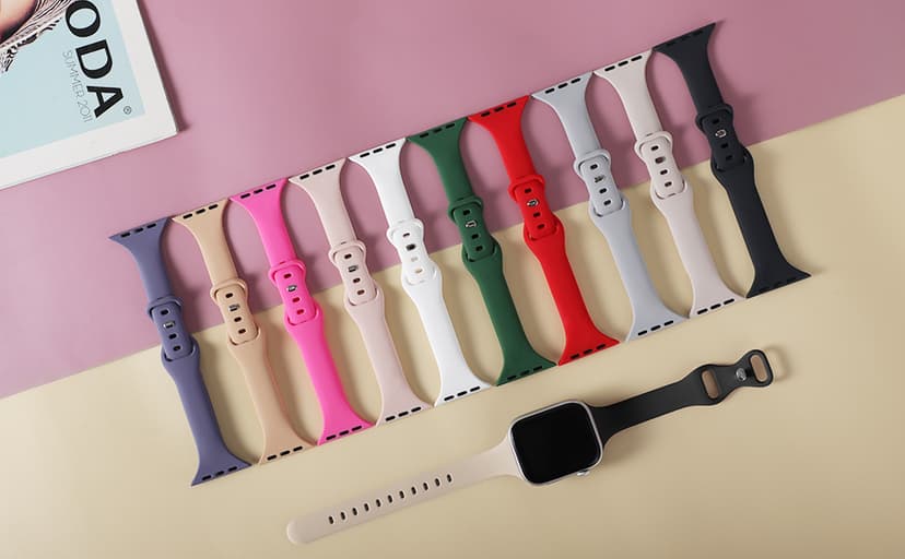 Thin Slim Band Compatible with Apple Watch 38mm 40mm 41mm 42mm 44mm 45mm 46mm 49mm, Replacement Silicone Sport Strap for iWatch Series 11/10/9/8/7/6/5/4/3/2/1 Ultra SE Women Men, Milk Tea