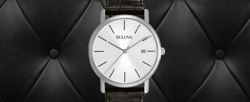 Bulova Men's Classic 3-Hand Calendar Date Quartz Leather Strap Watch, Buckle, 37mm