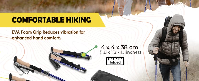 Trekology Trek-Z Collapsible Hiking & Trekking Poles - Balance Support for Seniors, Women, and Men, 2pc Per Set
