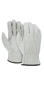 ATERET 12 Pairs Hi Vis Heavy Duty Durable Cowhigh Leather Work Gloves