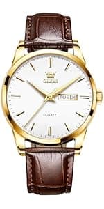 OLEVS Men's Stainless Steel Watch, Big Face Easy to Read Analog Quartz Dress Watches, Classic Rotating Bezel Waterproof Luminous Hands Date Mens Wristwatch