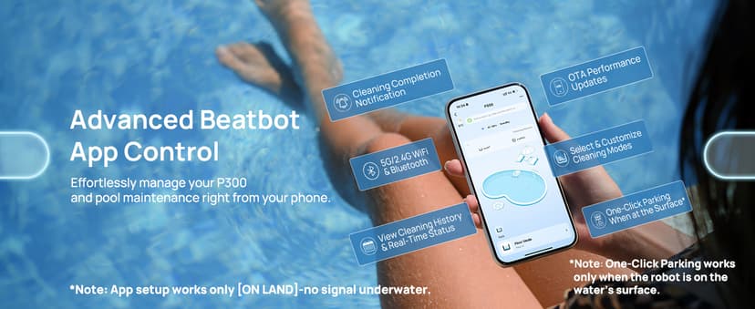 (2025 Upgrade) Beatbot AquaSense 2 Cordless Robotic Pool Vacuum Cleaner, Smart Surface Parking, Double-Pass Waterline Scrubbing, Cleans Floor, Walls and Waterline, Light Blue