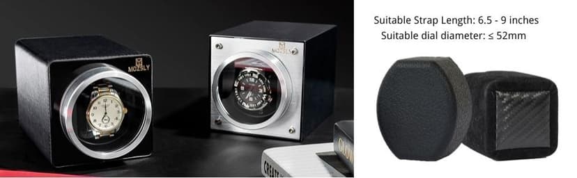 MOZSLY Watch Winder for Single Automatic Watches with Quiet Motor 12 Rotation Mode Setting Leather