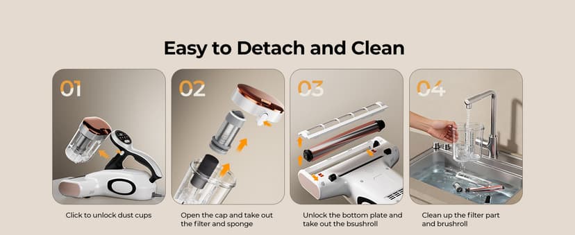 JIGOO Bed Vacuum Cleaner with Dust Sensor, Mattress Vacuum Cleaner with UV & Ultrasonic and High Heating, 13Kpa Suction 500W Powerful Double-Cup Handheld Vacuums (J300, Corded)